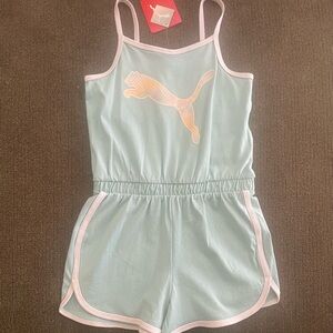 NWT Girl’s Puma Jersey Sleeveless Romper Size S ~Turquoise (Runs Big)